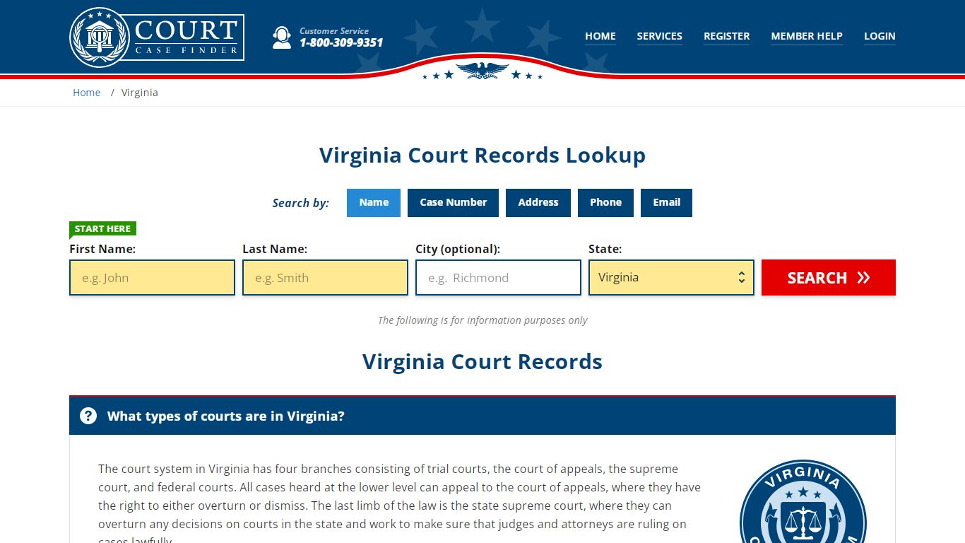 Virginia Court Records Lookup - VA Court Case Search